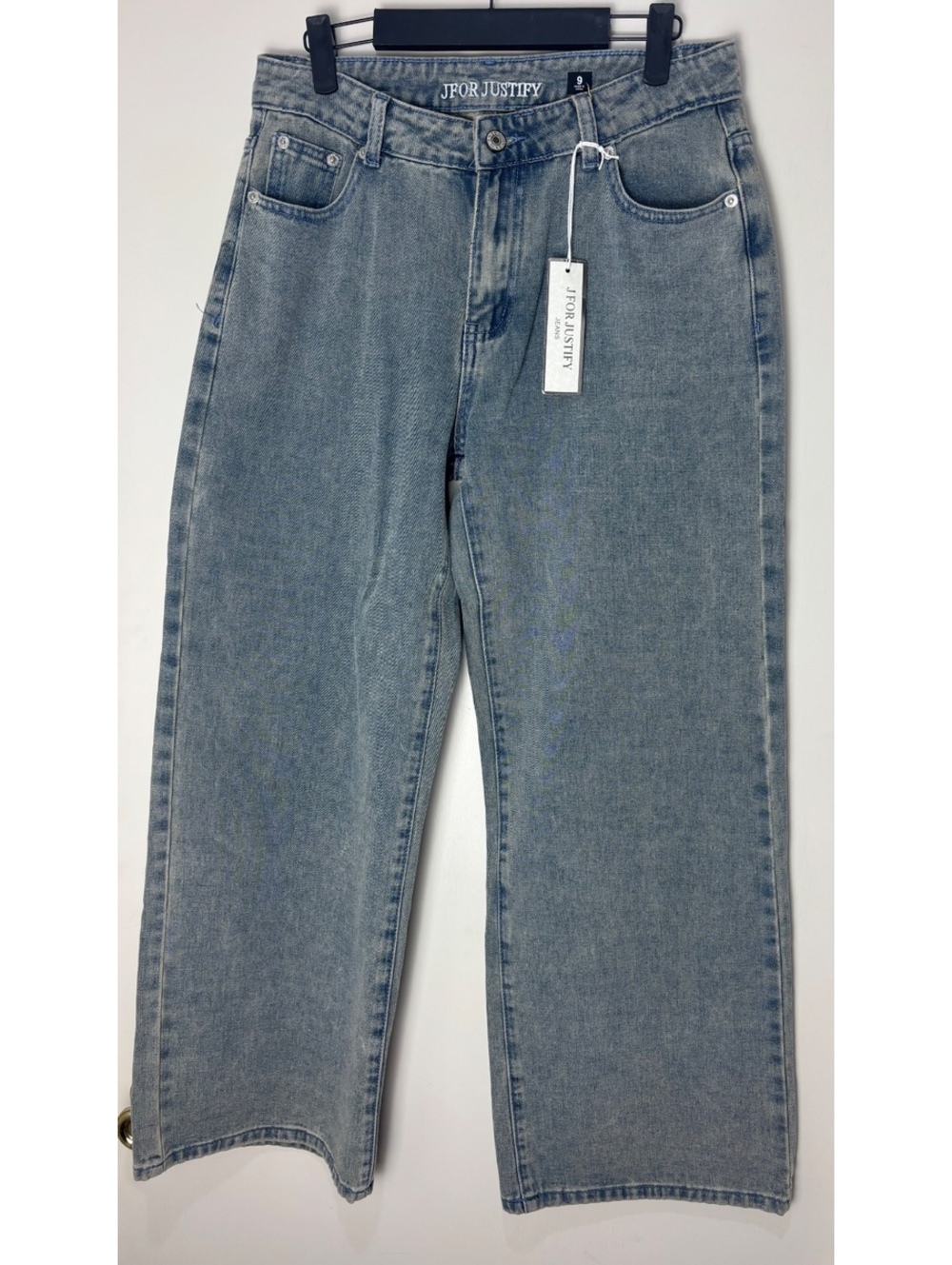 J For Justify Jeans Size 9 Cherry Bow Embroidered Wide Leg Light Wash NWT